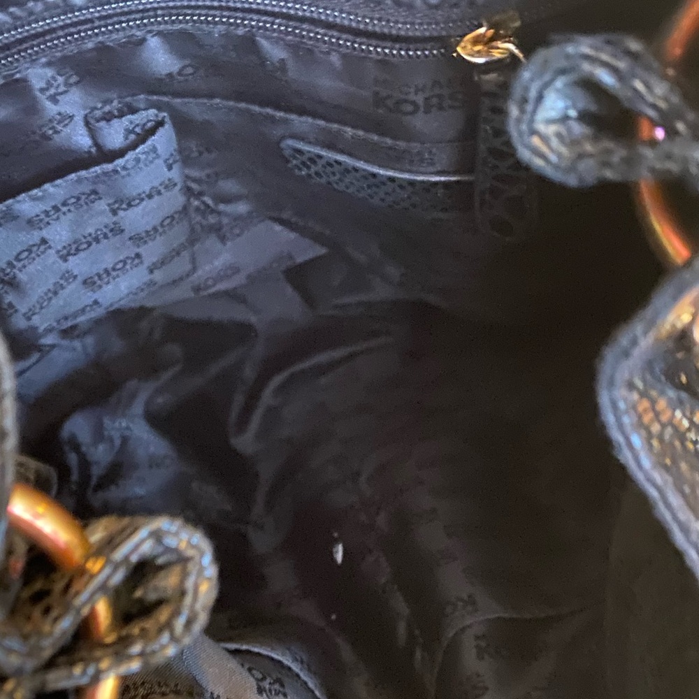 MICHAEL KORS Newman Python Style Crossbody Hobo in Black - Picture 5 of 9